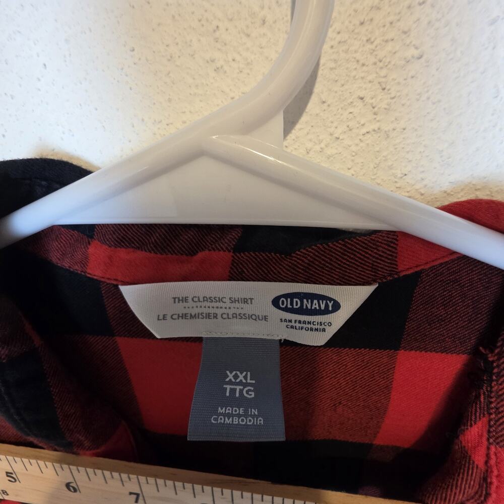 Old Navy Classic Shirt Women's XXL Red/Black Plaid Flannel Button-Up - Picture 3 of 6